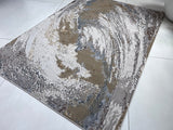 Maximus 240 Polyester Viscose Blend Fabric - Silver With Gold Swirl Design, Color-Changing Flat Weave, 60% Polypropylene 40% Polyester (7' 9" x 10' 2")