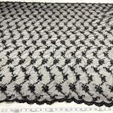 Beaded Lace Fabric on Polyester Net Mesh