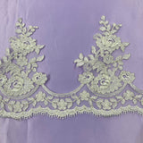 Embroidered Corded Lace Trim Ivory