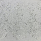 1 Yard Beaded Lace Fabric Embroidered on 100% Polyester Net Mesh | Lace USA - GD-210904 - Ivory - 51" Width