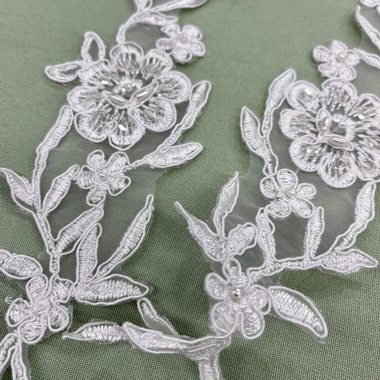 Embroidered Lace Applique Ivory