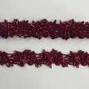 Beaded Lace Trimming Embroidered On 100 Percent Polyester Organza Fabric - Silver, 1.5" Width (1 Yard)