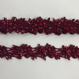 Beaded Lace Trimming Embroidered On 100 Percent Polyester Organza Fabric - Silver, 1.5" Width (1 Yard)