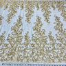 1 Yard Beaded and Corded Bridal Lace Fabric Embroidered on Polyester Net Mesh 51 inch Width