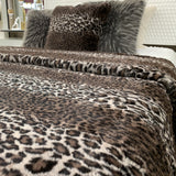 Leopard Cheetah Jaguar Animal Print Faux Fur Fabric - Brown Animal Print, 104" X 93" (Cal King/Eastern King)