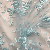 Beaded Lace Fabric on Polyester Net Mesh