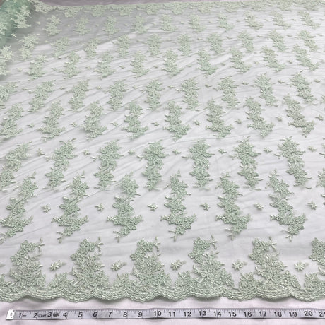 Corded Bridal Lace Fabric - Embroidered Polyester Net Mesh, 54" Width (1 Yard)