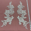 Beaded Corded Floral Lace Applique 20" x 5.5"