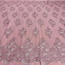 Beaded Corded Lace Fabric - Scalloped Embroidered Metallic Lace, 54" Width (1 Yard)