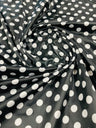 Polka Dot Satin 100 Percent Polyester Charmeuse Fabric - White Polka Dot On Red, 58" Width (1 Yard)