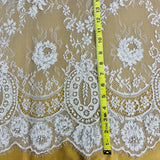 Beaded Chantilly Floral Lace White