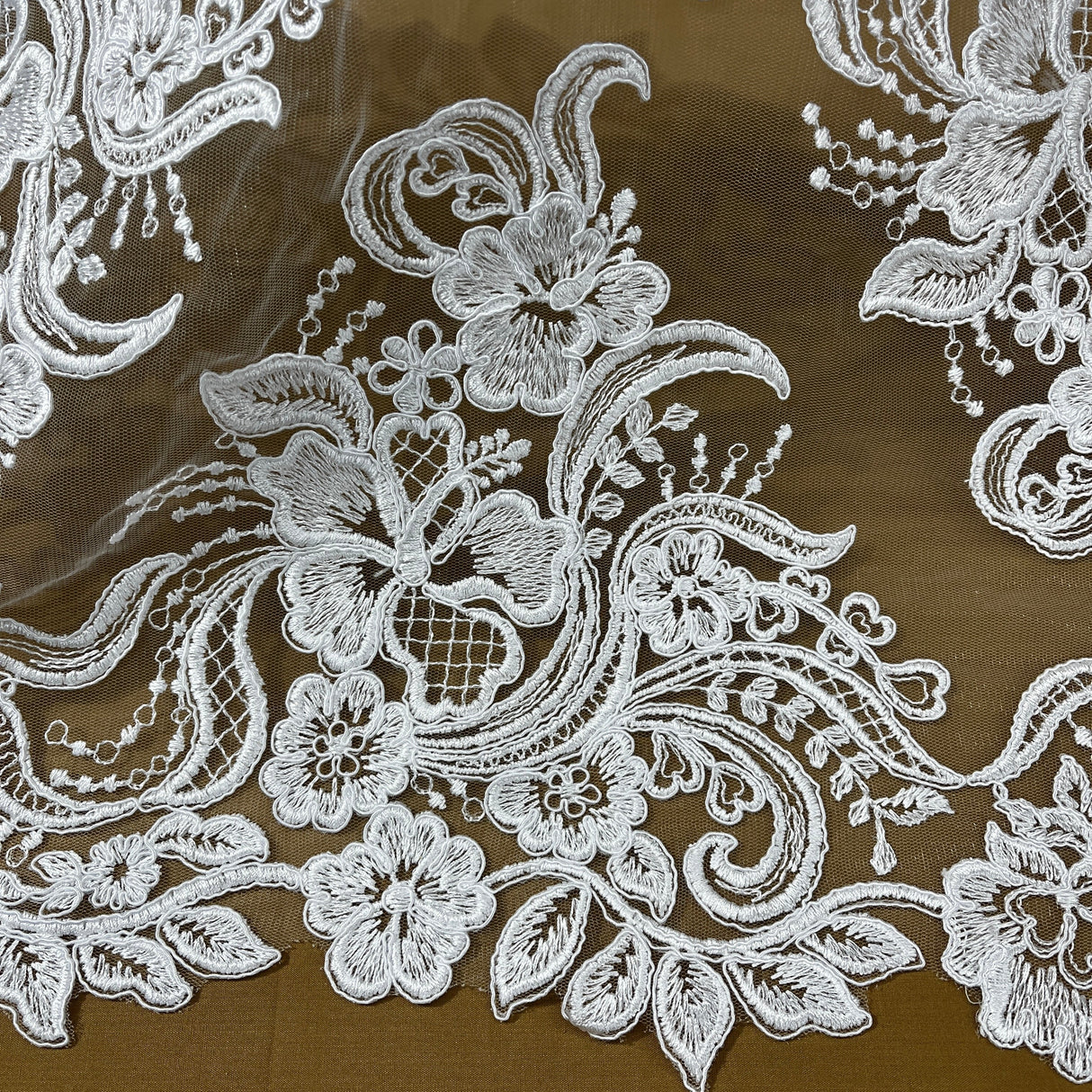 Embroidered Lace Trim Ivory