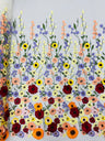 Multi Color Sun Flower 3D Design Embroidered Mesh Lace Fabric - Multi Color Sun Flower, Double Scallop, 48/50" Width (1 Yard)
