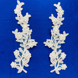 Beaded Corded Floral Lace Applique 10" x 3"