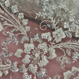 Beaded Lace Fabric on Polyester Net Mesh