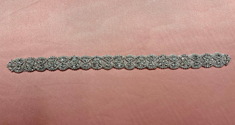 Rhinestone Floral Sash Applique Silver Gold 18.75" x 1.25"