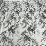 Beaded 3D Floral Lace Fabric