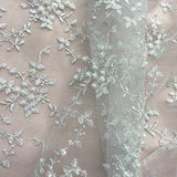 Beaded Lace Fabric on Polyester Net Mesh