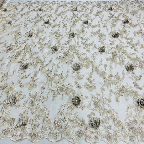 3D Floral Beaded Lace Mesh