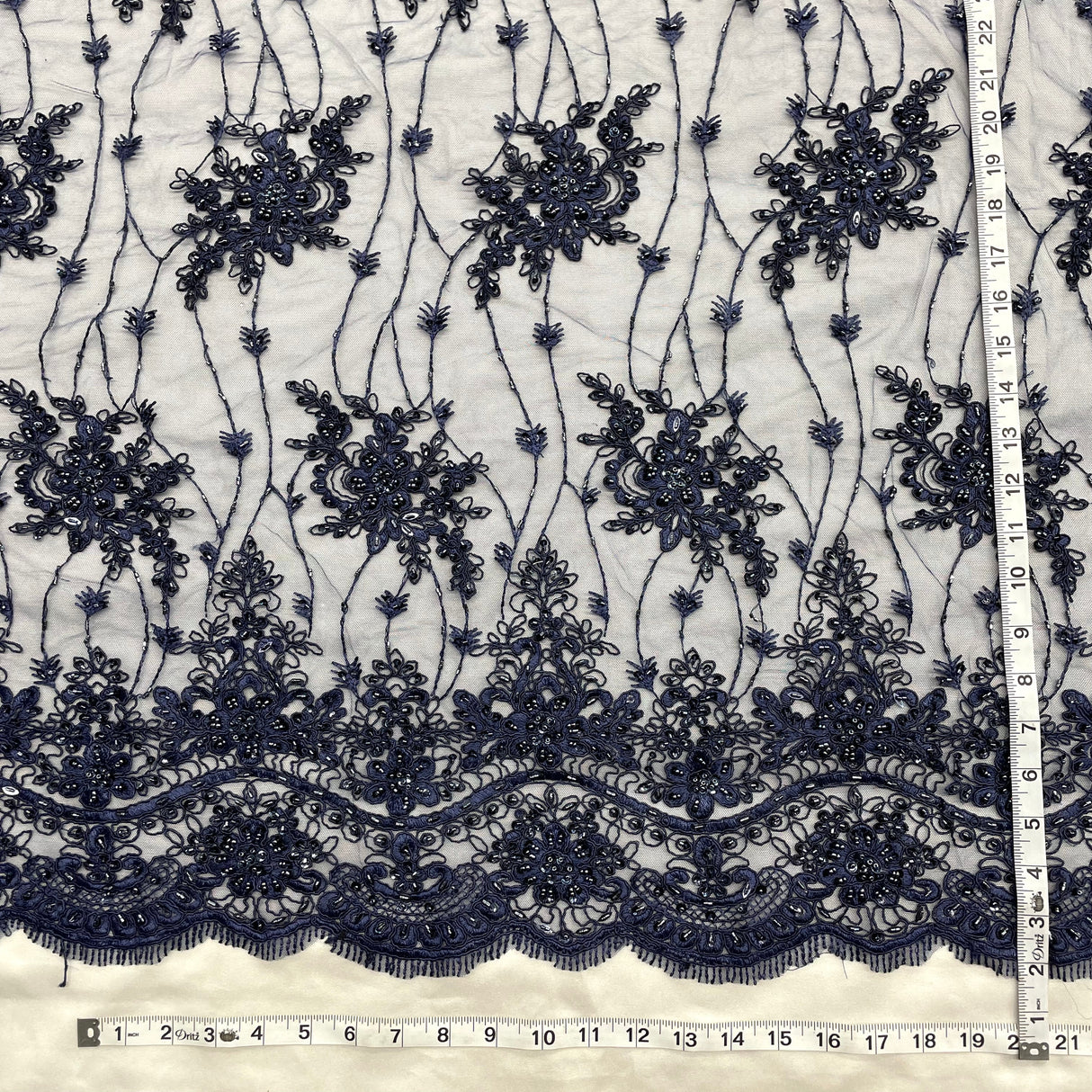 Beaded Corded Bridal Lace Fabric 51" Wide