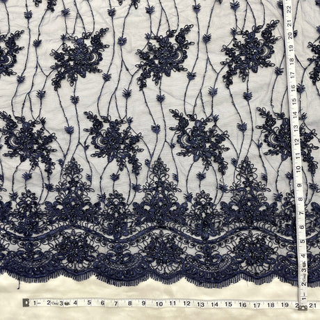 Beaded Corded Bridal Lace Fabric 51" Wide