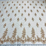 1 Yard Beaded Corded Bridal Lace Fabric Embroidered on Polyester Net Mesh 52 Inch Width