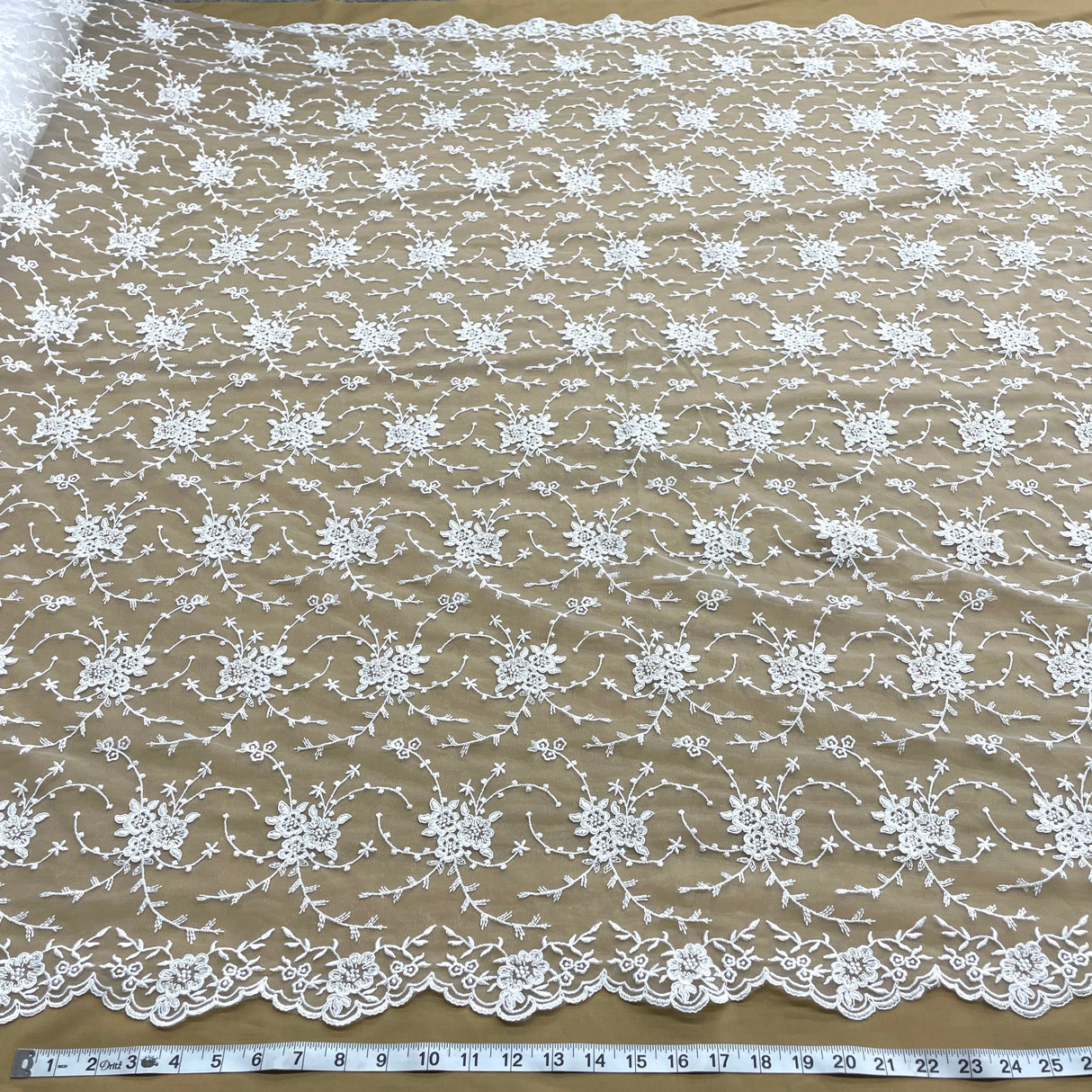 Corded Bridal Lace Fabric 100% Polyester Net Mesh 52"
