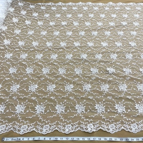 Corded Bridal Lace Fabric 100% Polyester Net Mesh 52"