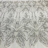 1 Yard Exquisite Beaded Lace Fabric Embroidered on 100% Polyester Net Mesh