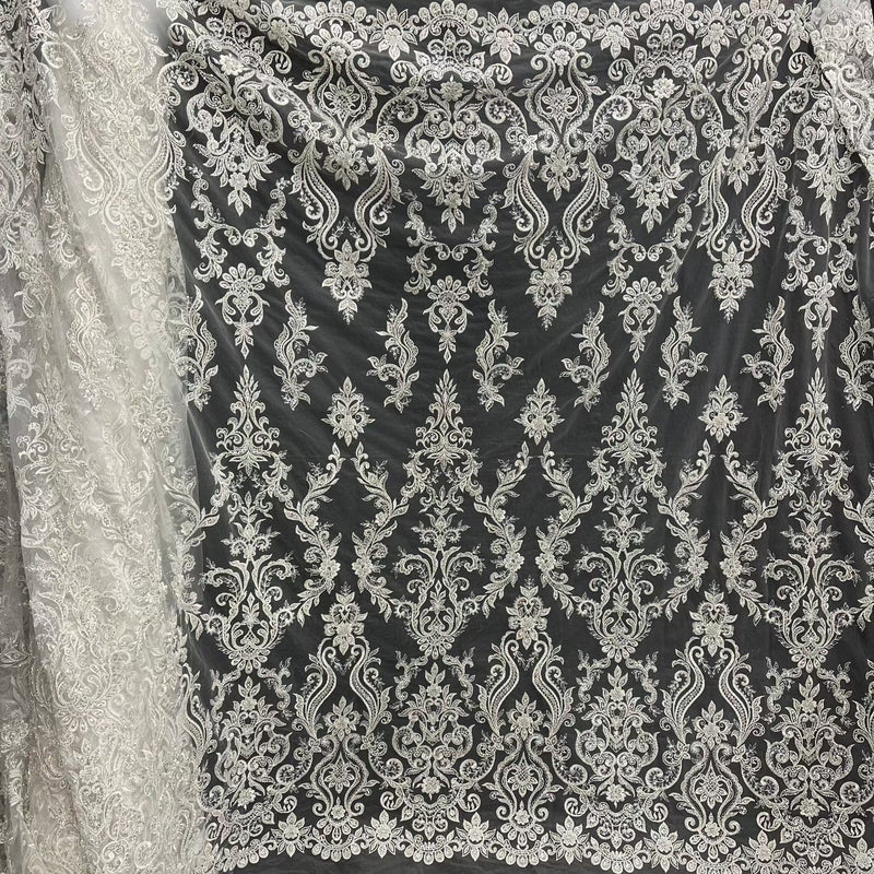 Beaded Sequined Lace Fabric
