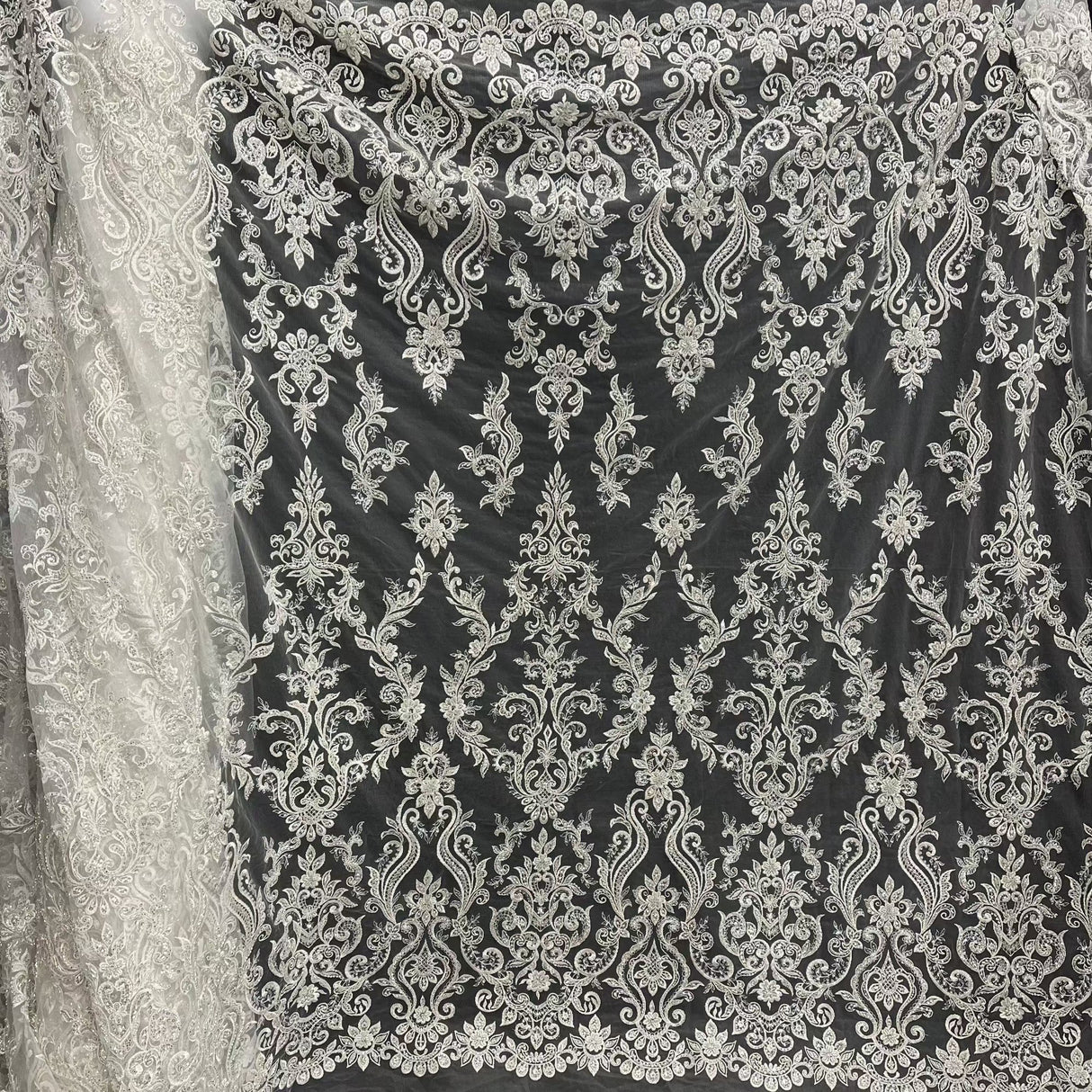 Beaded Sequined Lace Fabric