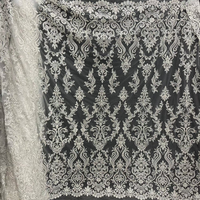 Beaded Sequined Lace Fabric