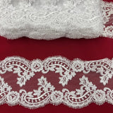 Corded Lace Trim 5" Embroidered Net Mesh