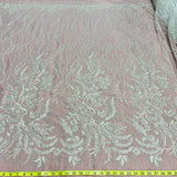 1 Yard Beaded Lace Fabric Embroidered on 100% Polyester Net Mesh 56" Wide