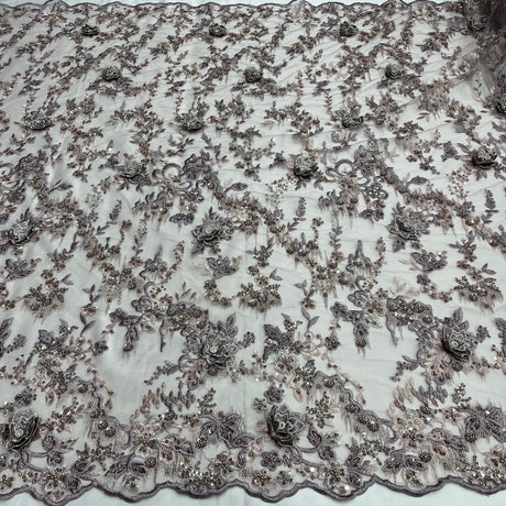 3D Floral Beaded Lace Mesh