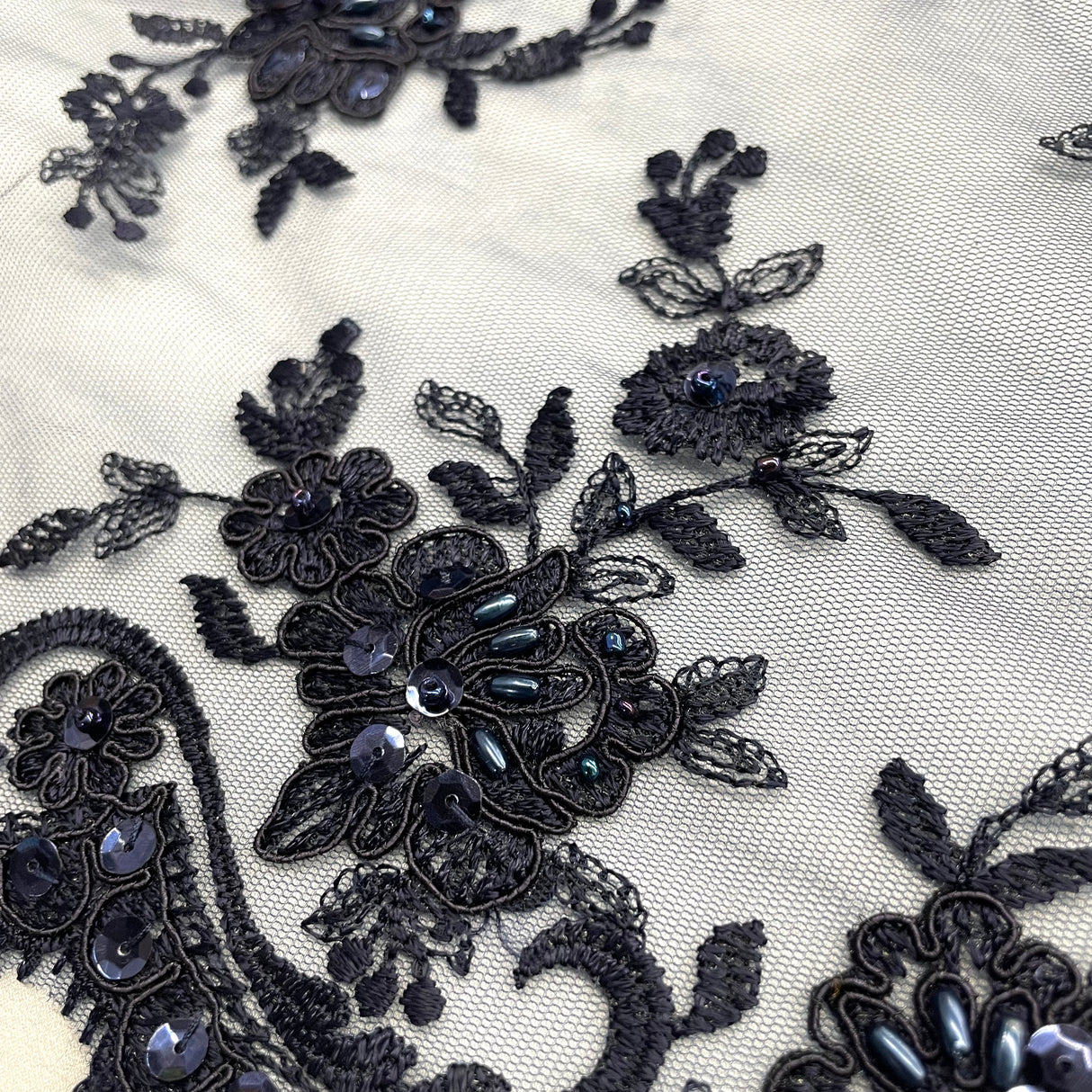 Beaded Corded Bridal Lace Fabric 54"
