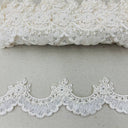 Beaded Corded Lace Trim 2" White & Ivory