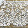 1 Yard Corded Bridal Lace Fabric Embroidered on 100 Percent Polyester Net Mesh Gold
