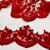 Corded Lace Trimming 3.75" Embroidered Mesh