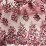 3D Floral Beaded Lace Fabric