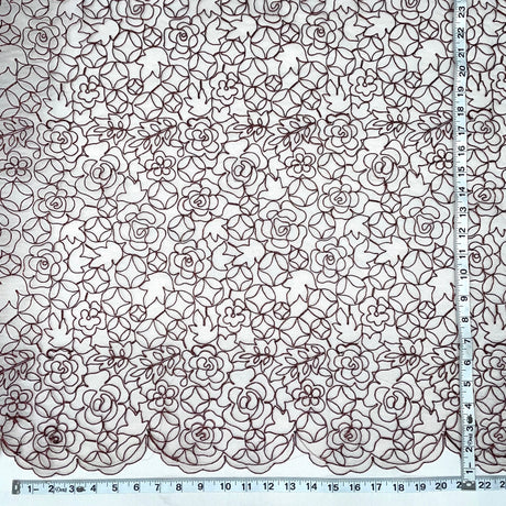 Corded Bridal Lace Fabric Embroidered On 100 Percent Polyester Net Mesh - Turquoise, Silver/Copper, Emerald, 53" Width (1 Yard)