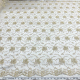 Corded Bridal Lace Fabric Ivory Mesh