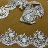 Corded Lace Trimming 3.75" Embroidered Mesh