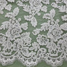 Beaded Corded Bridal Lace Polyester Fabric - Gold Metallic, Silver Metallic, White, Ivory, Rose Gold, Hunter Green, 51" Wide (1 Yard)