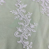 Beaded Lace Fabric on Polyester Net Mesh