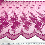 1 Yard Beaded Lace Fabric Embroidered on 100% Polyester Net Mesh | Lace USA - 30146W-BP - Fuchsia - 52" Wide