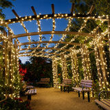 200 LED Solar String Lights Black Wire Outdoor Holiday Lighting