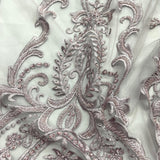 Beaded Lace Fabric on Polyester Net Mesh 54"
