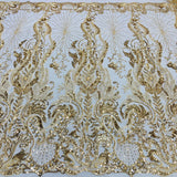Beaded Lace Fabric on Polyester Net Mesh 51"