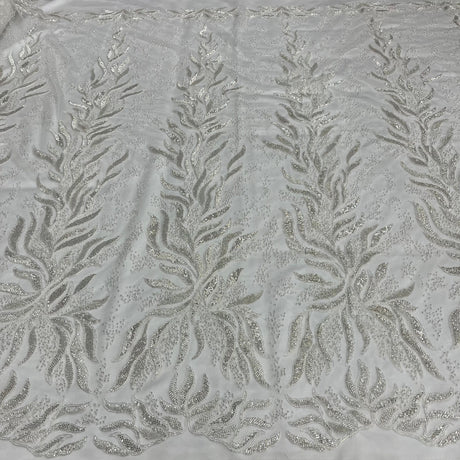 Beaded Corded Bridal Lace Fabric